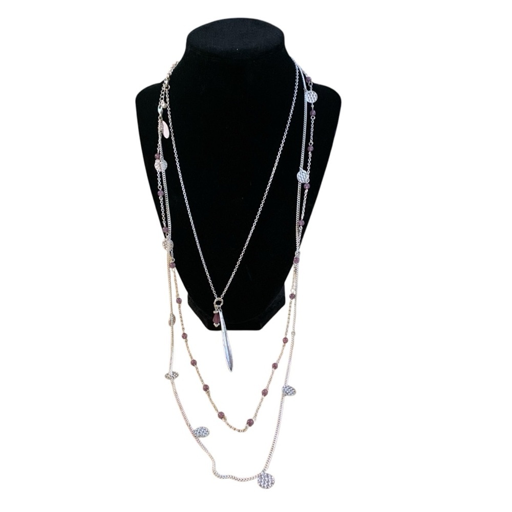 Avon “Three’s a Charm” Silvertone   Multi-Layer Necklace. NIB 2009